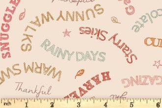 Lewis & Irene Snuggle Season Fabric Collection Cozy Words on Cream Premium 100% Cotton Quilt Shop Quality Fabrics