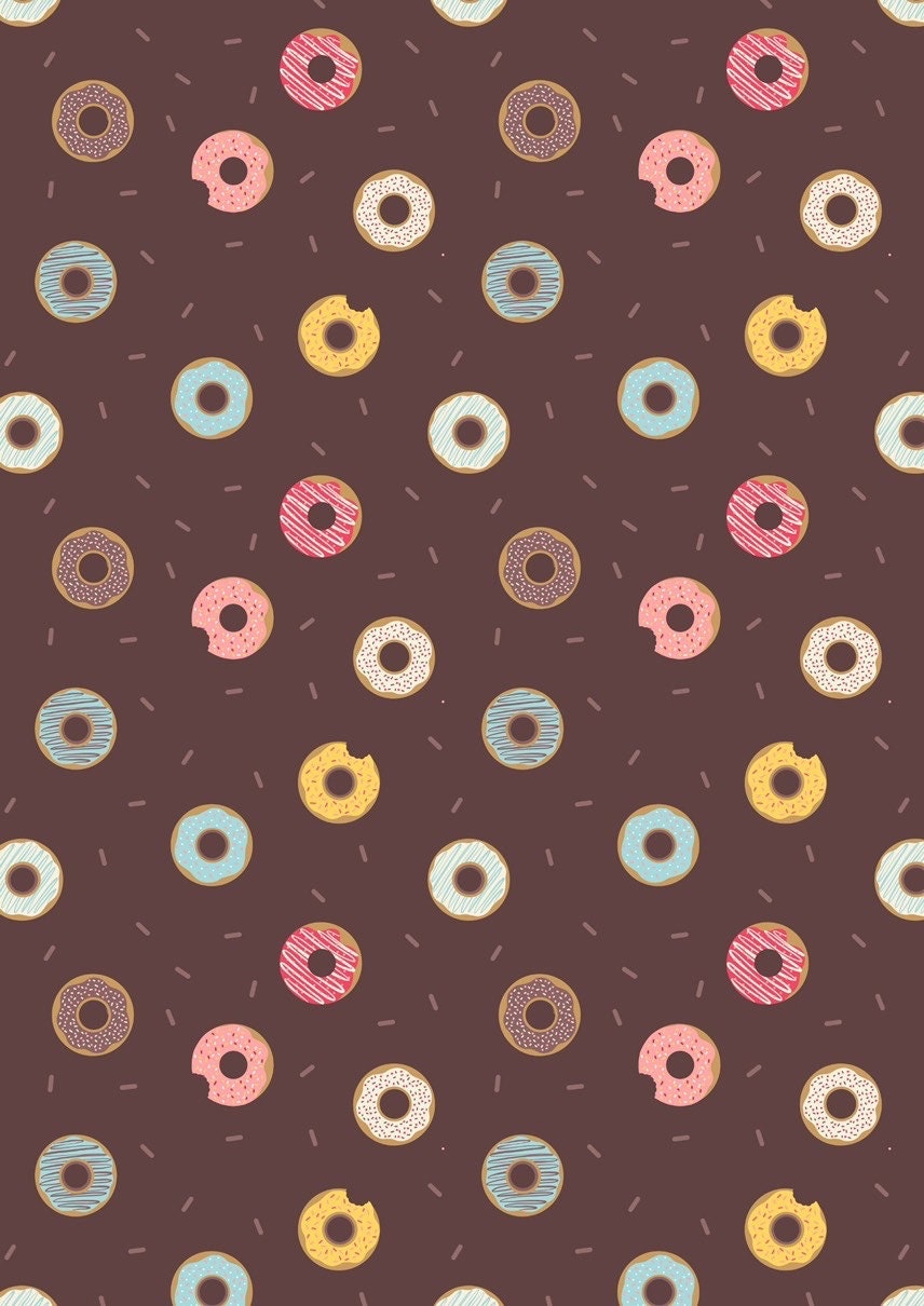 Lewis & Irene Small Things Sweet Fabric Collection Doughnuts on Brown Authentic Premium 100% Cotton Quilt Shop Quality Fabrics