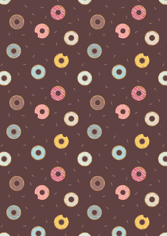 Lewis & Irene Small Things Sweet Fabric Collection Doughnuts on Brown Authentic Premium 100% Cotton Quilt Shop Quality Fabrics