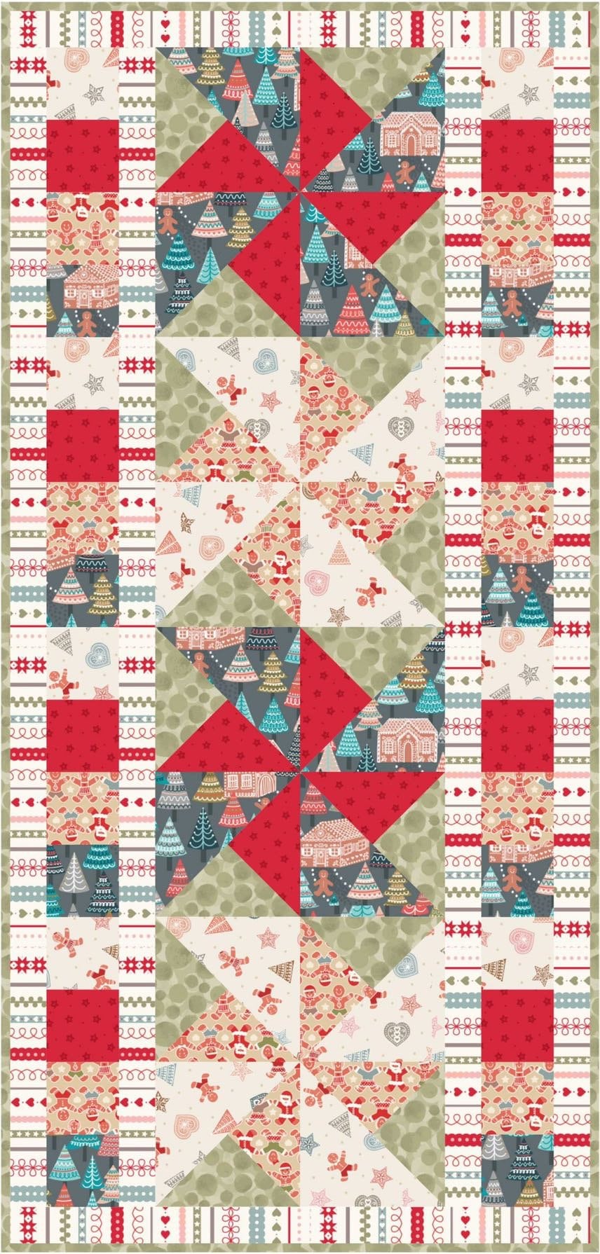 LIMITED EDITION!! Lewis & Irene Gingerbread Season Fabric Collection Table Runner Kit #3 Finished Size: 16”x34”