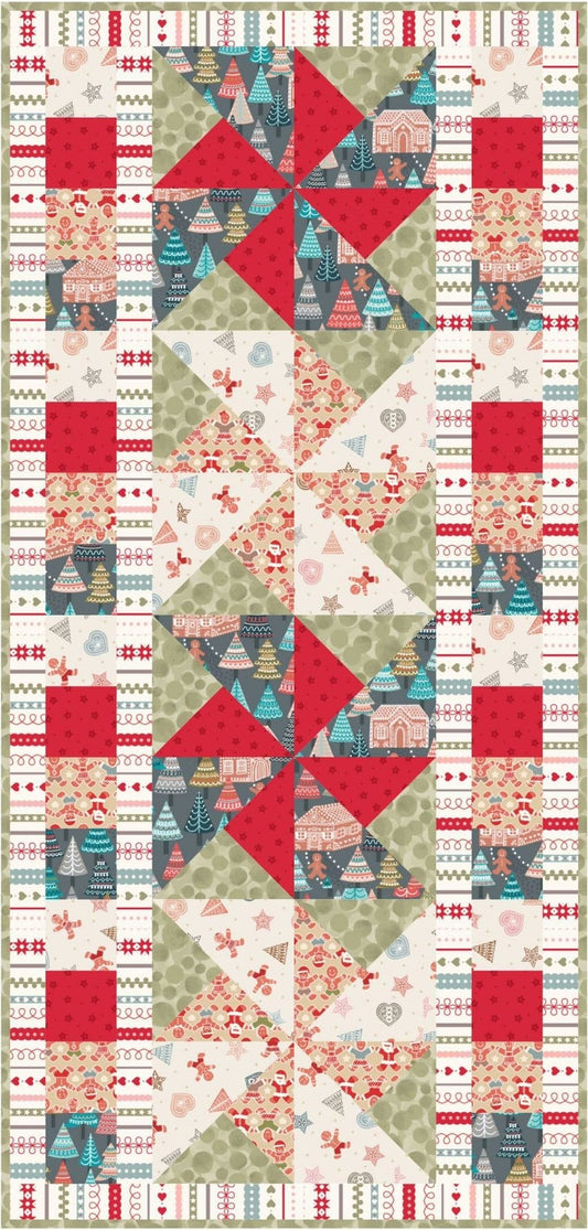 LIMITED EDITION!! Lewis & Irene Gingerbread Season Fabric Collection Table Runner Kit #3 Finished Size: 16”x34”