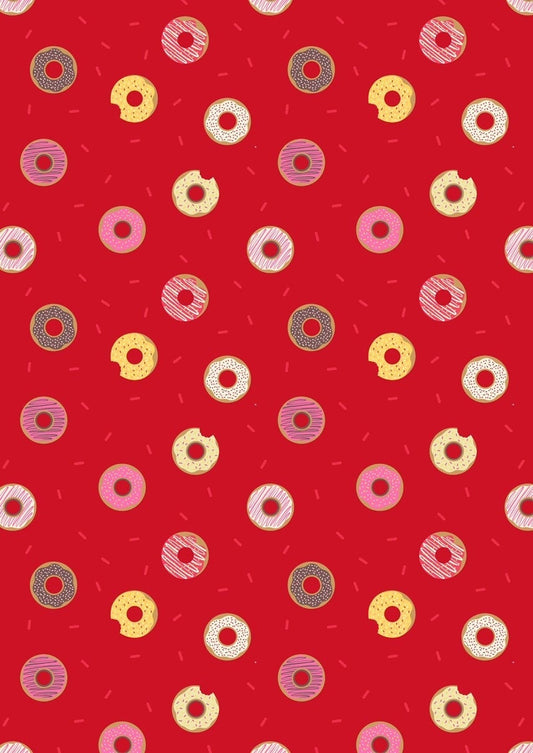 Lewis & Irene Small Things Sweet Fabric Collection Doughnuts on Red Premium 100% Cotton Quilt Shop Quality Fabrics