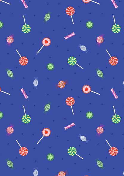 Lewis & Irene Small Things Sweet Fabric Collection Sweets on Bright Blue Authentic Premium 100% Cotton Quilt Shop Quality Fabrics