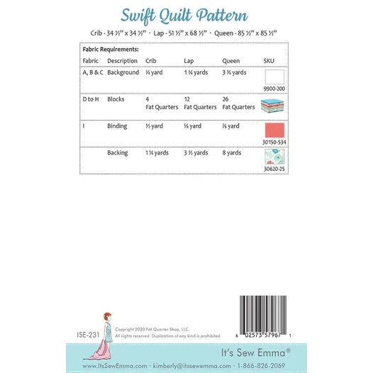 It’s Sew Emma Swift Quilt Pattern - 3 Size Variations Per Pattern