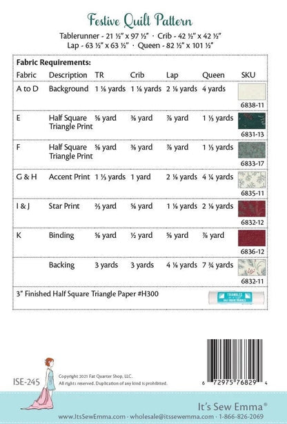 It’s Sew Emma Festive Quilt Pattern - 4 Size Variations Per Pattern