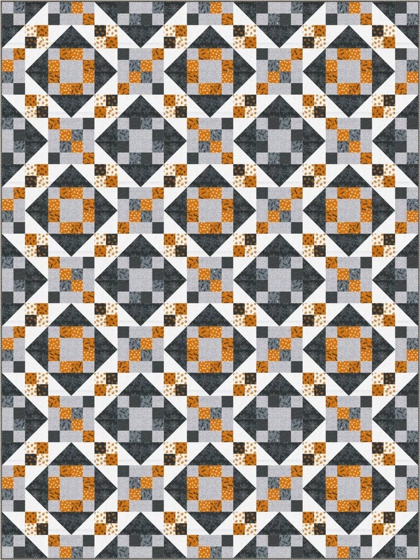 Needle in a Hayes Stack Hallows Crossings Quilt Pattern Finished Size: 72"x96"