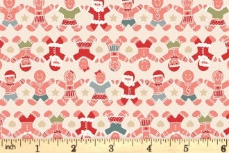 LAST BOLT! Lewis & Irene Gingerbread Season Fabric Collection Gingerbread People on Cream Authentic Premium 100% Cotton Fabrics