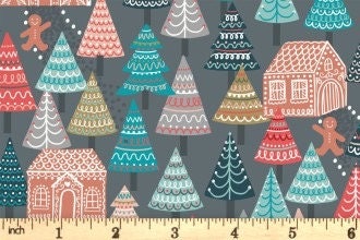 LAST BOLT! Lewis & Irene Gingerbread Season Fabric Collection Gingerbread Forest on Gray Authentic Premium 100% Cotton Fabrics