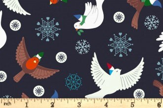 LAST BOLT! Glow-In-The Dark Lewis & Irene Hygge Glow Fabric Collection Glowing Flying Tomte on Charcoal Authentic Premium 100% Cotton Fabric