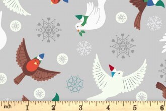 LAST BOLT!! Glow-In-The Dark Lewis & Irene Hygge Glow Fabric Collection Glowing Flying Tomte on Silver Authentic Premium 100% Fabrics
