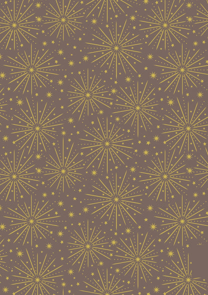LAST BOLT!! Lewis & Irene Honey Bee Fabric Collection Starburst with Gold Metallic on Fawn Premium 100% Cotton Fabrics