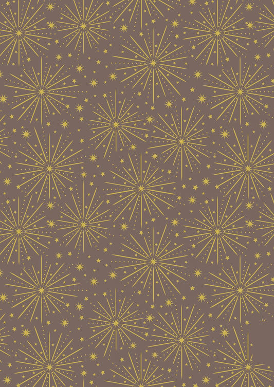LAST BOLT!! Lewis & Irene Honey Bee Fabric Collection Starburst with Gold Metallic on Fawn Premium 100% Cotton Fabrics