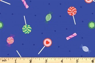 Lewis & Irene Small Things Sweet Fabric Collection Sweets on Bright Blue Authentic Premium 100% Cotton Quilt Shop Quality Fabrics