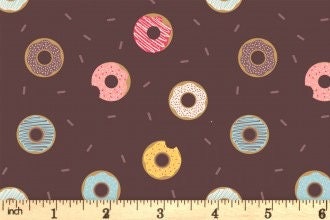 Lewis & Irene Small Things Sweet Fabric Collection Doughnuts on Brown Authentic Premium 100% Cotton Quilt Shop Quality Fabrics