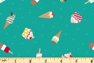 Lewis & Irene Small Things Sweet Fabric Collection Ice Cream on Green Authentic Premium 100% Cotton Quilt Shop Quality Fabrics