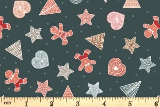 LAST BOLT! Lewis & Irene Gingerbread Season Fabric Collection Gingerbread Shapes on Dark Authentic Premium 100% Cotton Fabrics