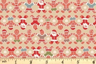 LAST BOLT!! Lewis & Irene Gingerbread Season Fabric Collection Gingerbread People on Butterscotch Authentic Premium 100% Cotton Fabrics