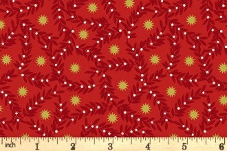 LAST BOLT! Lewis & Irene Noel Fabric Collection Metallic Gold Stars and Berries on Red Authentic Premium 100% Cotton Fabrics
