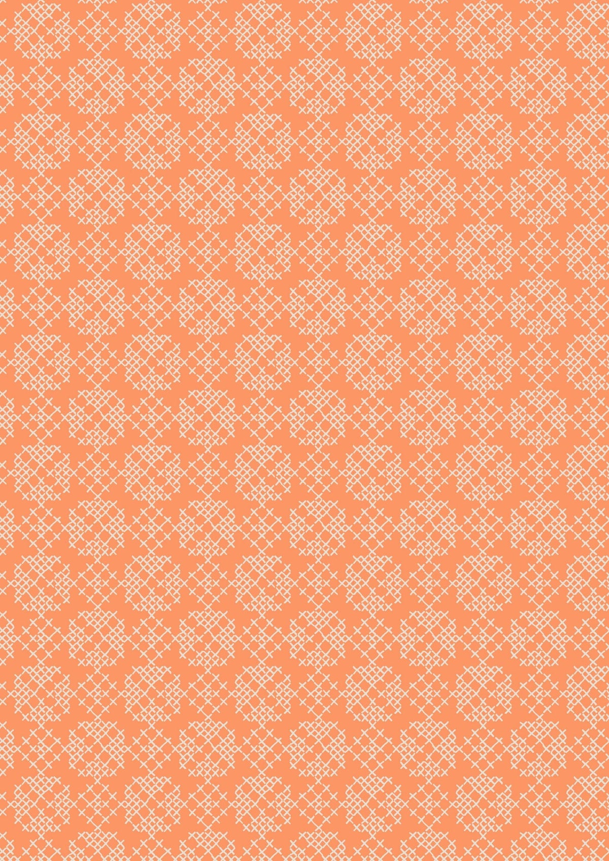 Lewis & Irene Folk Floral Fabric Collection Cross Stitch on Autumn Orange Authentic Premium 100% Cotton Fabrics