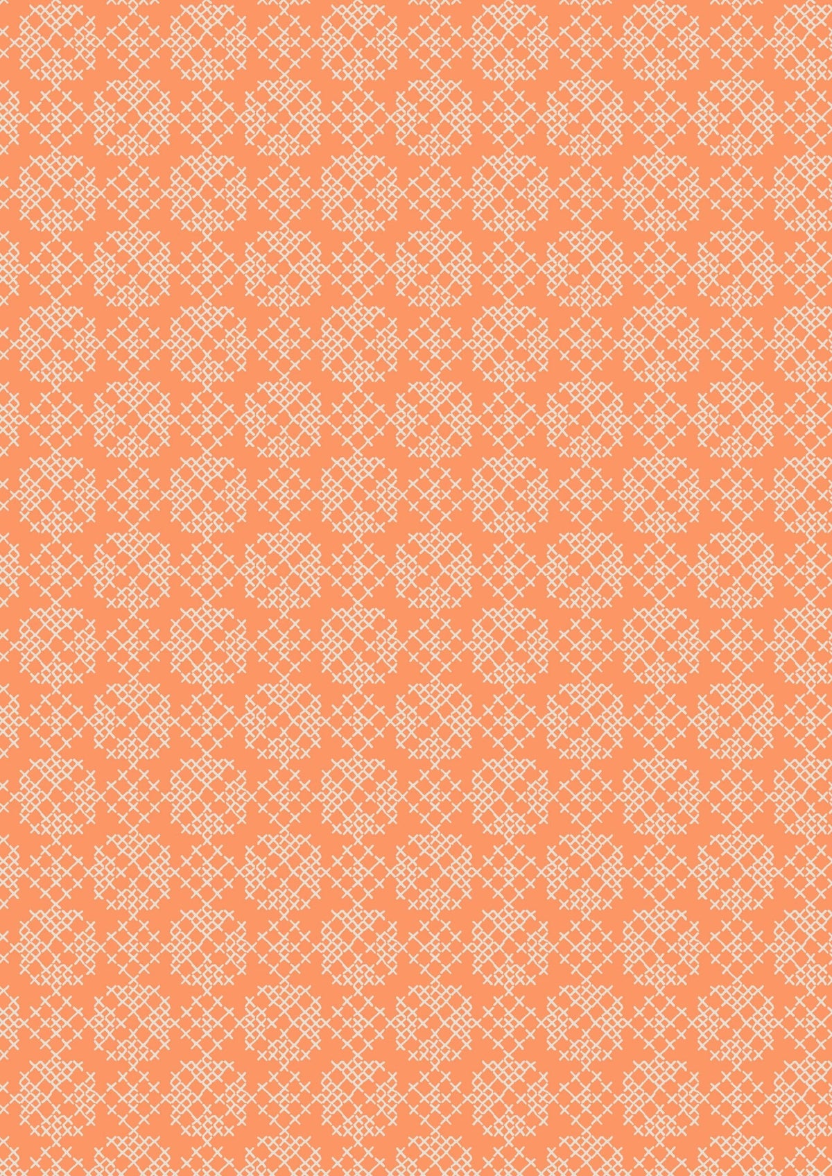 Lewis & Irene Folk Floral Fabric Collection Cross Stitch on Autumn Orange A668.1
