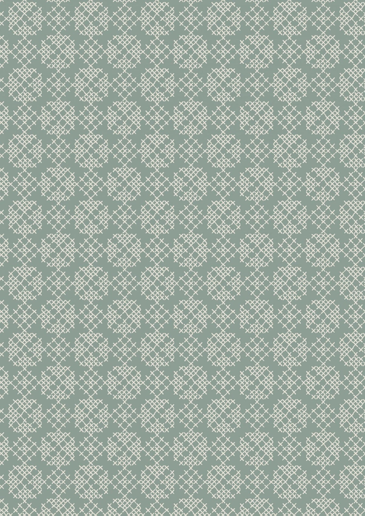 Lewis & Irene Folk Floral Fabric Collection Cross Stitch on Iced Sage Authentic Premium 100% Cotton Fabrics