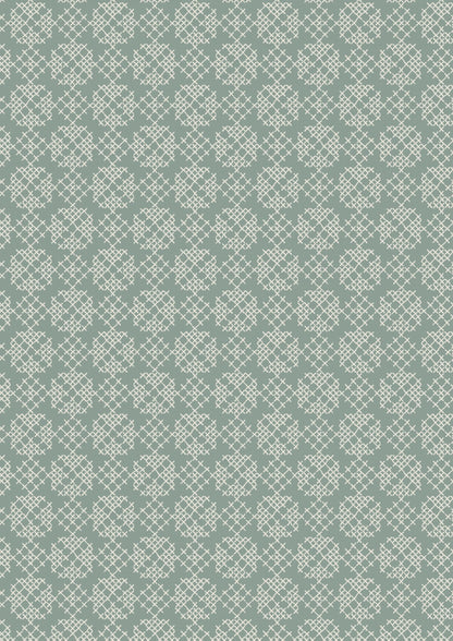 Lewis & Irene Folk Floral Fabric Collection Cross Stitch on Iced Sage Authentic Premium 100% Cotton Fabrics