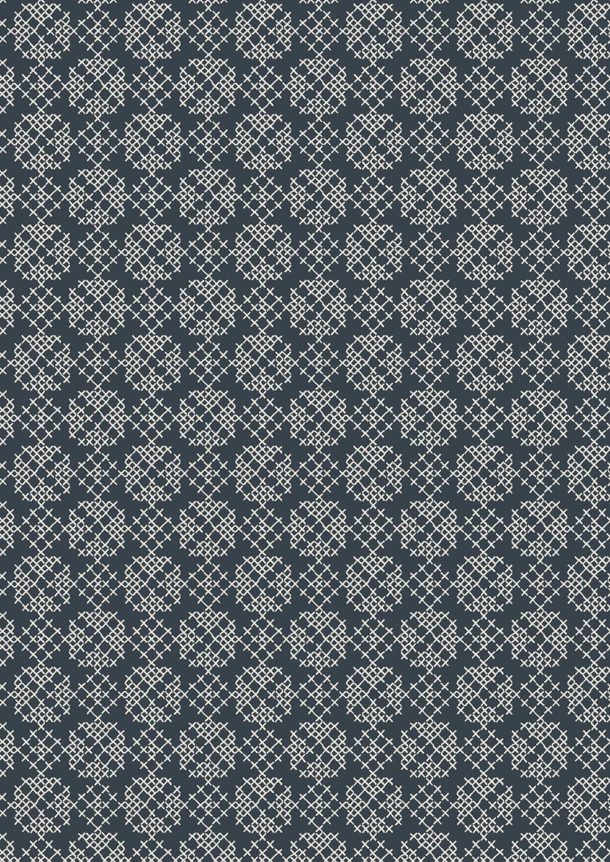 Lewis & Irene Folk Floral Fabric Collection Cross Stitch on Navy Blue A668.3
