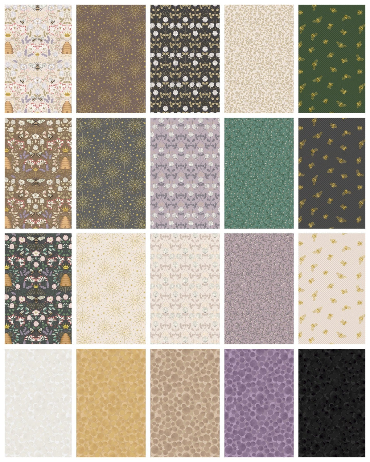 LAST BOLT!! Lewis & Irene Honey Bee Fabric Collection Starburst with Gold Metallic on Fawn Premium 100% Cotton Fabrics