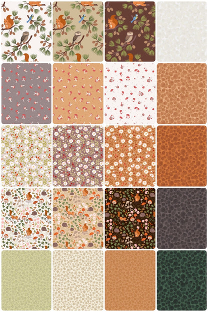 Lewis & Irene Evergreen Fabric Collection Mushrooms on Warm Grey A694.3