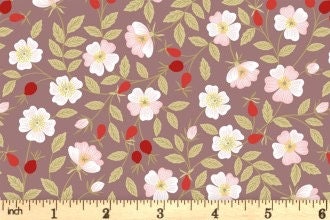 Lewis & Irene Evergreen Fabric Collection Dog Rose on Soft Brown Authentic Premium 100% Cotton Quilt Shop Quality Fabrics