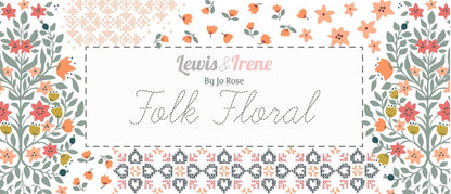 Lewis & Irene Folk Floral Fabric Collection Cross Stitch Hearts on Navy Blue A669.3