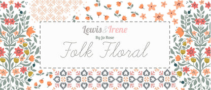 Lewis & Irene Folk Floral Fabric Collection Cross Stitch on Autumn Orange A668.1
