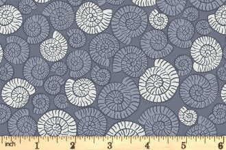 Lewis & Irene Dino Glow Fabric Collection Ammonites on Dark Grey A673.3