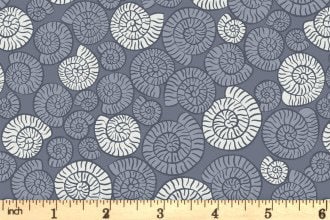 END OF BOLT 17" Glow-In-The-Dark Lewis & Irene Dino Glow Fabric Collection Fossils on Dark Blue A673.3