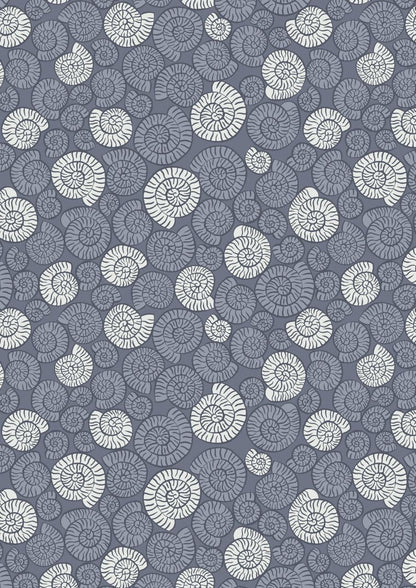 Lewis & Irene Dino Glow Fabric Collection Ammonites on Dark Grey A673.3