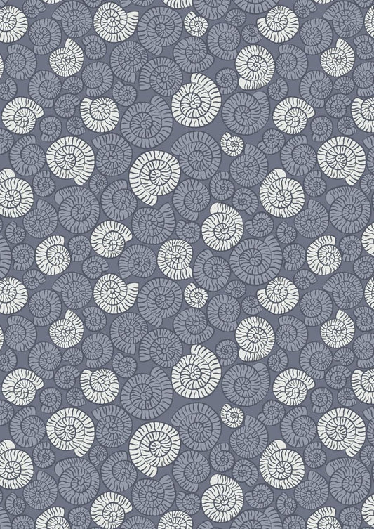 Lewis & Irene Dino Glow Fabric Collection Ammonites on Dark Grey A673.3