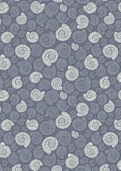 END OF BOLT 17" Glow-In-The-Dark Lewis & Irene Dino Glow Fabric Collection Fossils on Dark Blue A673.3