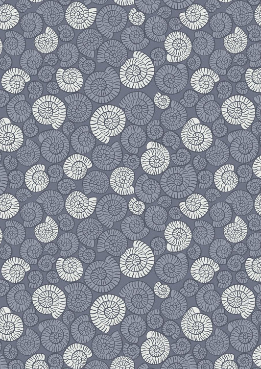 END OF BOLT 17" Glow-In-The-Dark Lewis & Irene Dino Glow Fabric Collection Fossils on Dark Blue A673.3