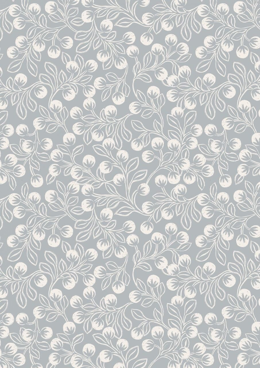 Lewis & Irene Secret Winter Garden Fabric Collection Pearlescent Snowberries on Grey Premium 100% Cotton Fabrics