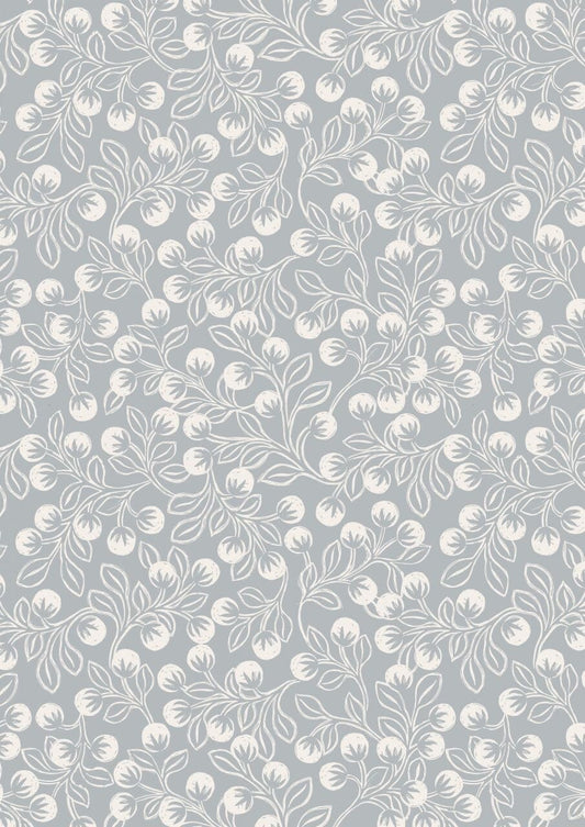 Lewis & Irene Secret Winter Garden Fabric Collection Pearlescent Snowberries on Grey Premium 100% Cotton Fabrics