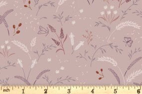 Lewis & Irene Meadowside Fabric Collection Grassfield Gathering on Light Deep Purple Taupe Premium 100% Cotton Quilt Shop Quality Fabrics