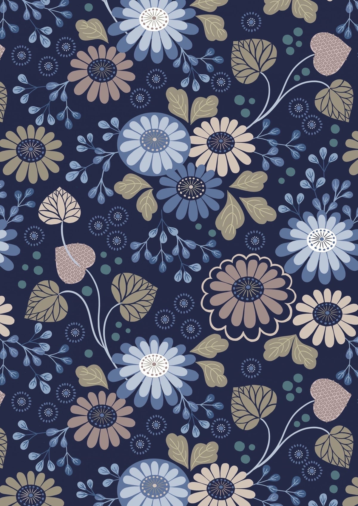 Lewis & Irene Shinrin Yoku Fabric Collection Floral on Indigo Authentic Premium 100% Cotton Quilt Shop Quality Fabrics