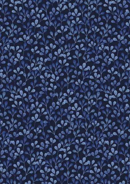 Lewis & Irene Shinrin Yoku Fabric Collection Leaves on Deep Ocean Premium 100% Cotton Quilt Shop Quality Fabrics