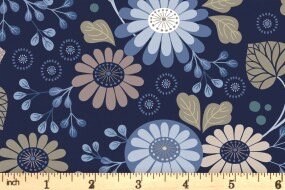 Lewis & Irene Shinrin Yoku Fabric Collection Floral on Indigo Authentic Premium 100% Cotton Quilt Shop Quality Fabrics