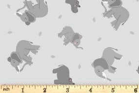 Lewis & Irene Small Things Wild Animals Fabric Collection Elephants and Hippos on Light Grey Authentic remium 100% Cotton Fabrics