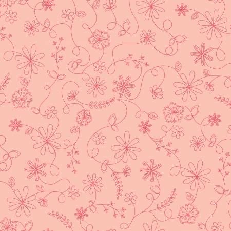 Maywood Studio Kimberbell Vintage Flora Fabric Collection Swirl Floral on Pink Premium 100% Cotton Quilt Shop Quality Fabrics