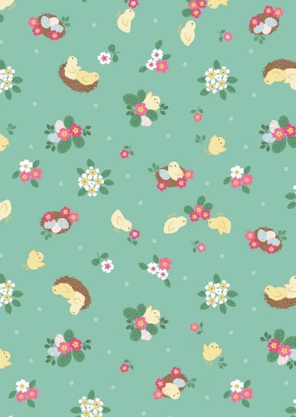 Lewis & Irene Bunny Hop Fabric Collection Chicks on Spring Green A528.3