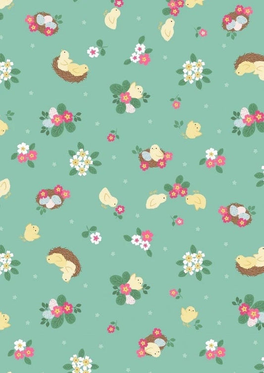 Lewis & Irene Bunny Hop Fabric Collection Chicks on Spring Green A528.3