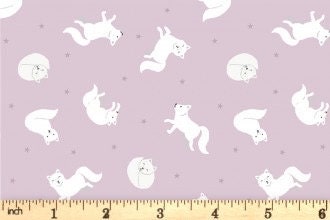 Lewis & Irene Small Things Polar Animals Fabric Collection Pearlescent Arctic Fox on Winter Pink Authentic Premium 100% Cotton Fabrics