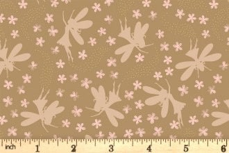 Lewis & Irene Fairy Clocks Fabric Collection Gold Metallic Floral Fairies on Deep Gold A507.3